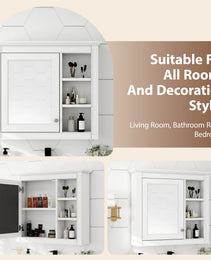 30 X 28 Medicine Cabinet, Wall Mounted Bathroom Storage Cabinet, Modern Bathroom Wall Cabinet With Mirror,Medicine Cabinet,  Mirror Cabinet With 3 Open Shelves Not Include Bathroom Vanity