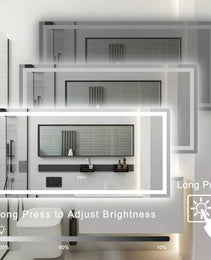 72  X 36 LED Bathroom Mirror With Anti-Fog And Touch Sensor -Modern Frameless Lighted Wall Mirror For Bathroom Vanity, Shower Room, Or Dressing Area