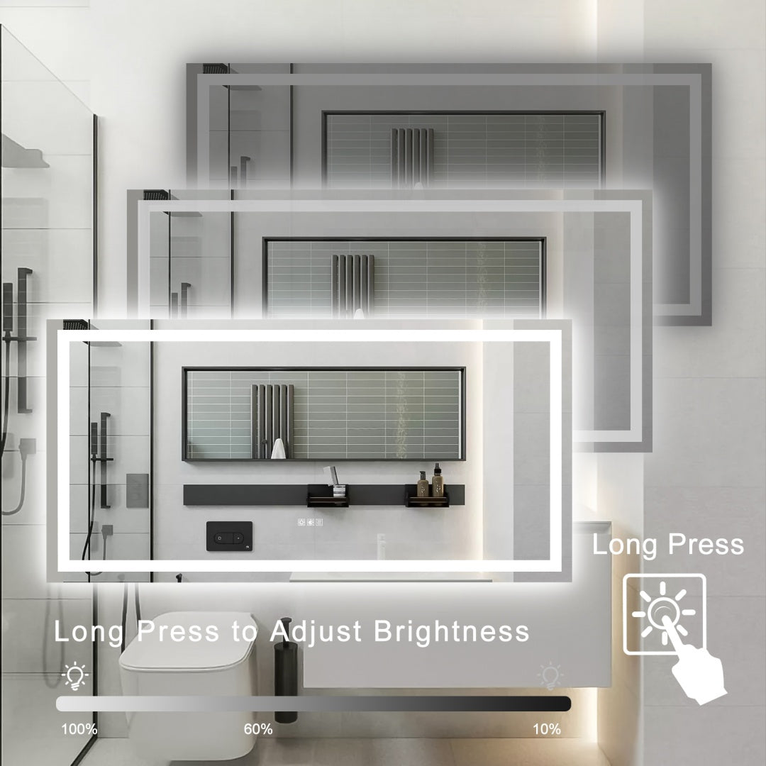 72  X 36 LED Bathroom Mirror With Anti-Fog And Touch Sensor -Modern Frameless Lighted Wall Mirror For Bathroom Vanity, Shower Room, Or Dressing Area