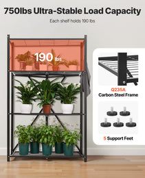 4-Tier Foldable Storage Shelf, 36W X 21D X 60H Inch Folding Metal Rack Shelving Unit, No Assembly Organizer Shelf With 5 Wheels & 4 Hooks For Pantry, Kitchen, Garage, Basement, Black