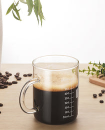 1 PCS Transparent Tape With High Borosilicate Glass Cup, Coffee Cup, Coffee Sharing Cup With Scale Identification