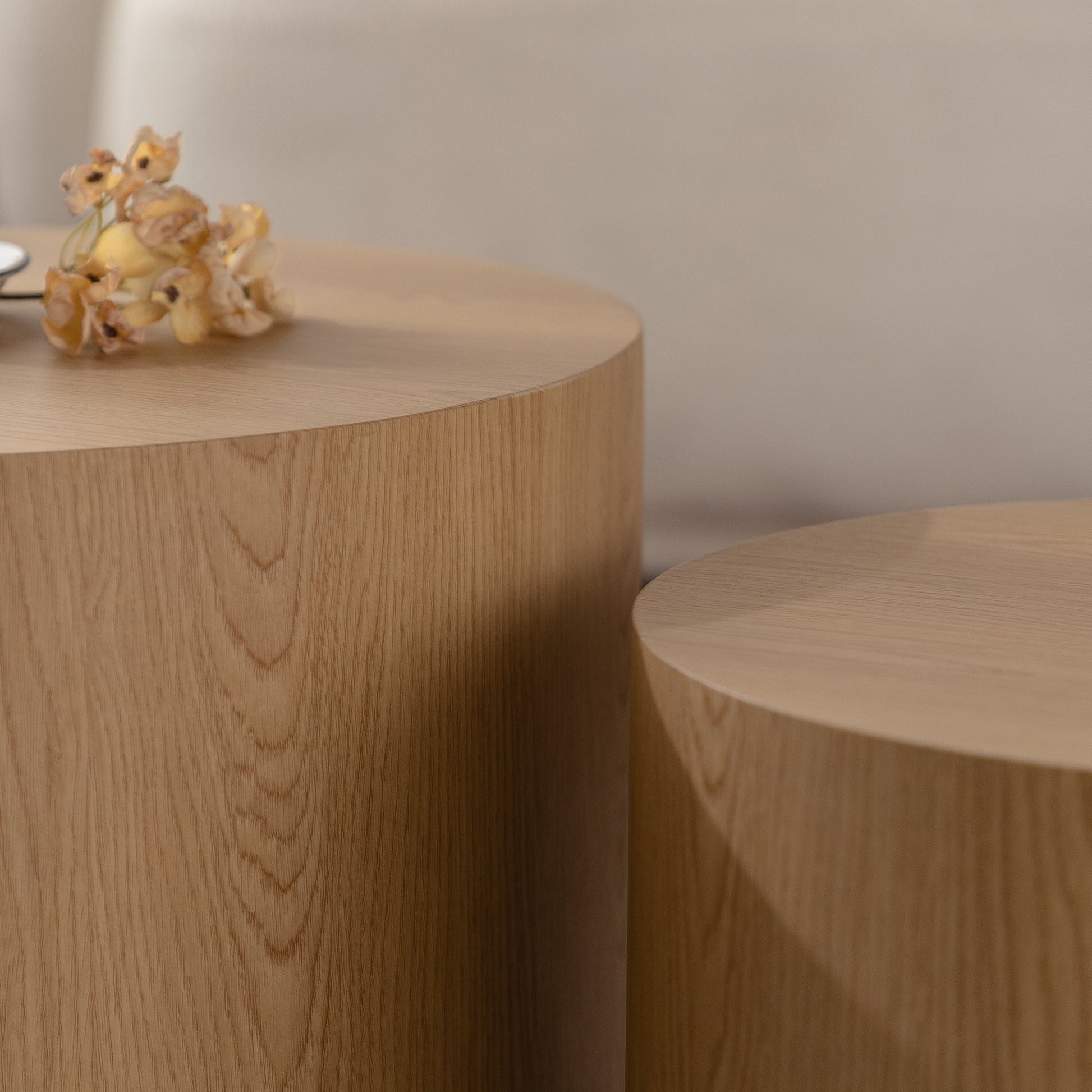 Nesting Coffee Table Set Of 2 Round Wooden Coffee Tables Circle Modern Table For Small Space Living Room Bedroom Accent End Side Table