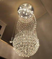 D24'' X H78'' Crystal Chandelier for Entryway High Ceiling Chandeliers Glam Chandelier Modern Large Raindrop Chandeliers LED Dimmable Light Fixtures for Staircaes Foyer Living Room