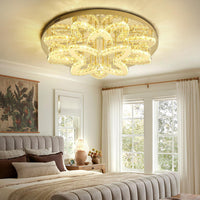 Dia 24" Modern Crystal Chandeliers Silver Chandelier LED Flush Mount Ceiling Light for Living Room Dining Room Bedroom Foyer Entryway LED Dimmable 2700-6000K