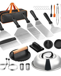 28PCS Griddle Accessories Kit Flat Top Grill Spatula BBQ Tools Stainless Steel