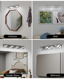 LED Vanity Lights 28in Bathroom Lights Fixtures Over Mirror 4 Light LED Lighting Fixture For Bathroom 18W Mirror Lighting Fixture Modern Bath Light Bar Chrome Bath