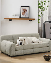 Soft And Comfortable Pet Sofa With Backrest And Armrests, Suitable For Modern Rectangular Pet Sofas For Small And Medium-sized Dogs,-Beige