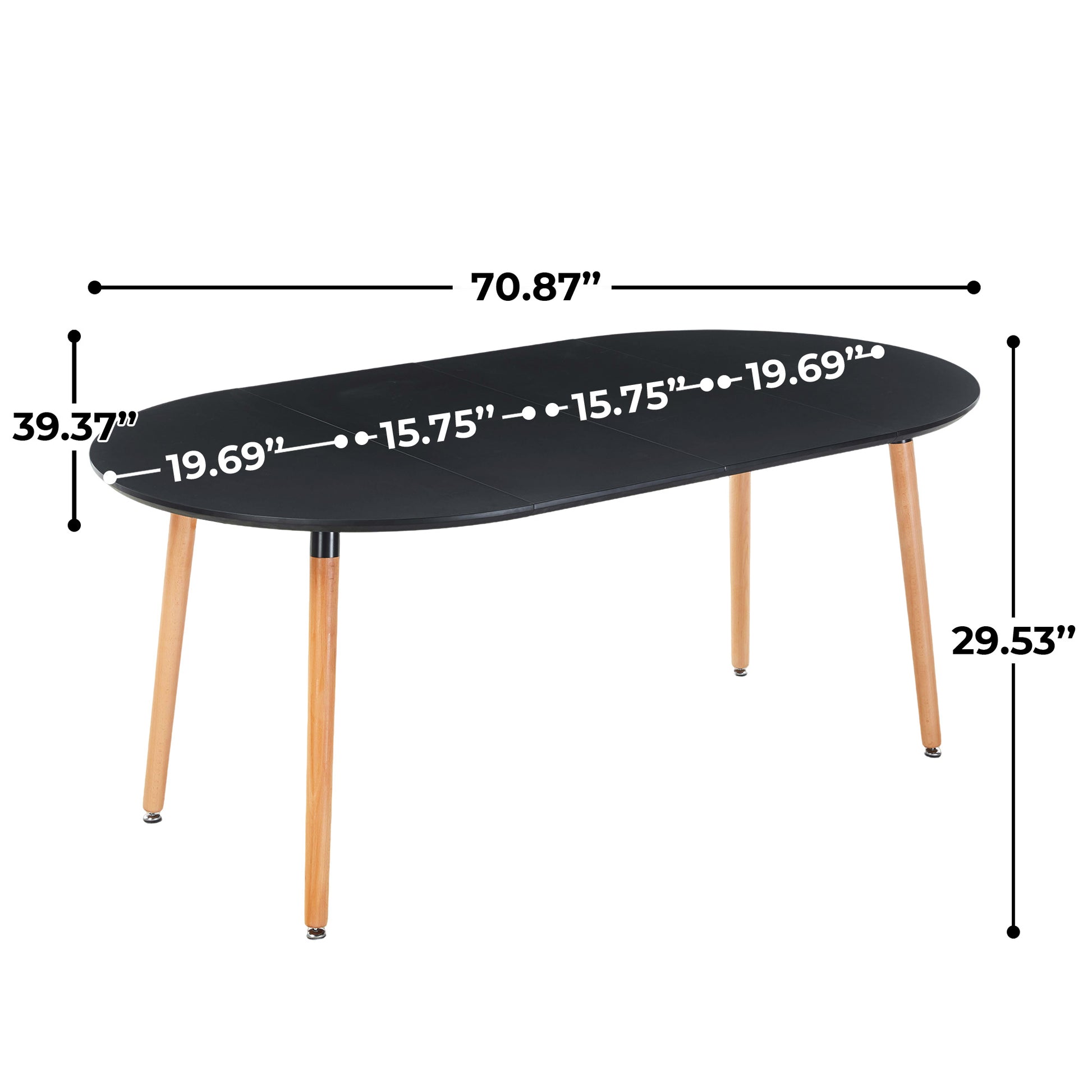 Extensible Table,DINING TABLE,OFFICE TABLE,COFFEE TABLE,wood Leg,MDF Top,100-140-180x100x75cm,black Color