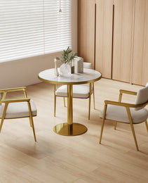 Round Modern Dinning Table 31.5 Inches Bistro Table Tulip Table With Faux Marble Top,Easy Assemble,Sturdy Metal Frame Diameter