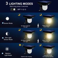 1-4PC Solar Landscape Spotlights Garden Motion Sensor Pathway Lights 3 Modes Waterproof Wall Lamp Patio Lawn Walkway Decor