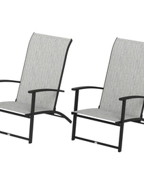 Set of 2 Outdoor Dining Chairs with High Back, Armrests, Folding Patio Chairs for Patio, Lawn, Camping, Gray