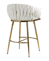 26 Counter Height Bar Stools Velvet Kitchen Island Counter Bar Stool With Hand- Wave Back,golden Chromed Base And Footrest