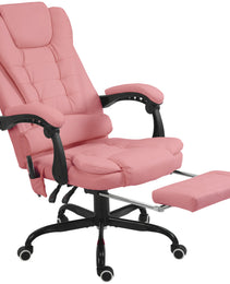 7-Point Vibrating Massage Office Chair High Back Massaging Office Desk Chair with Lumbar Support, Footrest, Pink