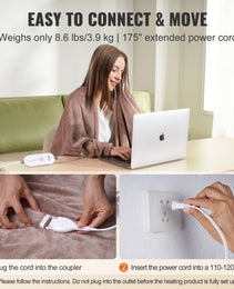 Heated Blanket Electric Throw, 100" X 90" King Size, Soft Flannel Heating Blanket With 10 Hours Timer Auto-off & 5 Heating Levels, Dual Control, Machine Washable, ETL & FCC Certification (Beige)