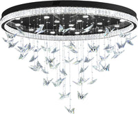 Butterfly Chandelier Black 48In Modern Crystal Raindrop Chandelier Lighting Flush Mount Ceiling Chandeliers for Living Room 20XGU10