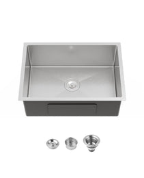 Stainless Steel Kitchen Sink, Single Bowl, Undermount Handmade Sink In Brushed Nickel, With US Standard Drain And Hook, LS-SSBR06
