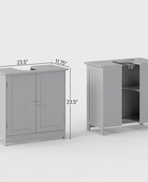 Bathroom Vanity Cabinet, Under Sink Bathroom Cabinet with 2 Doors and Adjustable Shelf, Light Gray