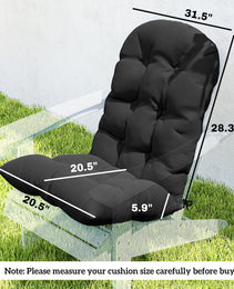Outdoor Adirondack Chair Cushions Set of 2, Tufted High Back Patio Chair Cushions, Black