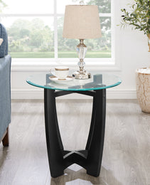 23.5 Inch Round Glass Coffee Table, Black Round Coffee Table Center Table With Glass Top, Small Coffee Table For Living Room, Office And Apartment