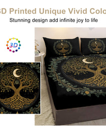 3pcs Tree Of Life Minimalist Comfort Series Bed Fitted Sheet And Two Pillowcases Bedding For All Seasons Use