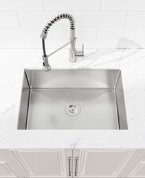 Stainless Steel Kitchen Sink, Single Bowl, Undermount Handmade Sink In Brushed Nickel, With US Standard Drain And Hook, LS-SSBR06