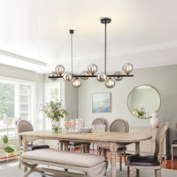 Black Linear Chandeliers for Dining Room 40" Modern Sputnik Light Fixture