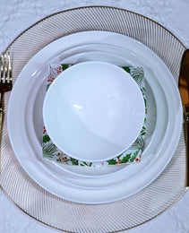 Jasmine Bone China Dinnerware Set, 16 Pieces, Service For 4, White Plates, Dishes, Bowls Set, Microwave And Dishwasher Safe