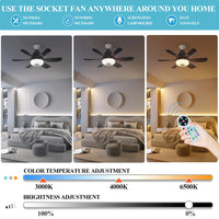 RGB Color Changing LED Ceiling Fan Light Ultra-quiet E27 Screw Remote Bluetooth Music Timer Smart Remote Bedroom Lighting
