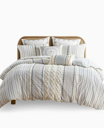 Full Queen Cotton Printed Duvet Cover Set With Chenille