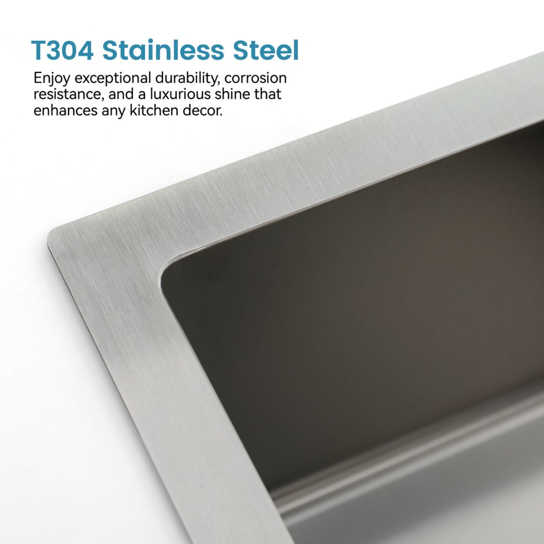 Stainless Steel Kitchen Sink, Single Bowl, Undermount Handmade Sink In Brushed Nickel, With US Standard Drain And Hook, LS-SSBR06