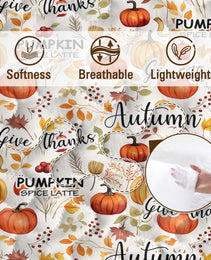 3pcs Pumpkin Autumn Leaves Design Quilt Set All Seasons Bedding Quilt Bed Set With 2 Pillowcases For Kids Teens Adults Bedroom