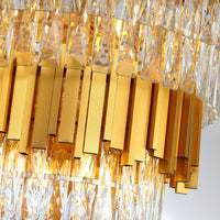 Modern Gold 5-Tier Chandelier Lighting Luxury Long Staircase K9 Crystal Chandeliers Large Foyer Villa Entrance Chandeliers for High Ceiling
