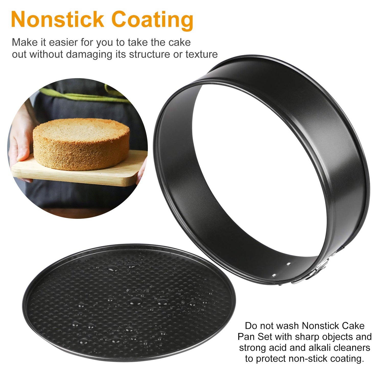 3Pcs Per Set Non-stick Springform Cake Pan Leakproof 9in 10in 11in Bakeware Pan With Removable Bottom