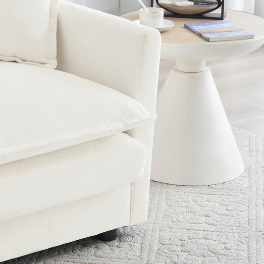 Modern Sofa Couch, 3 Piece Set Extra Deep Seat Sectional Sofa For Living Room, Oversized Sofa, 3 Seat Sofa, Loveseat And Single Sofa, White Chenille