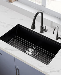 30 Inch Granite Kitchen Sink Undermount Single Bowl Drop-In Basin For RV Bar