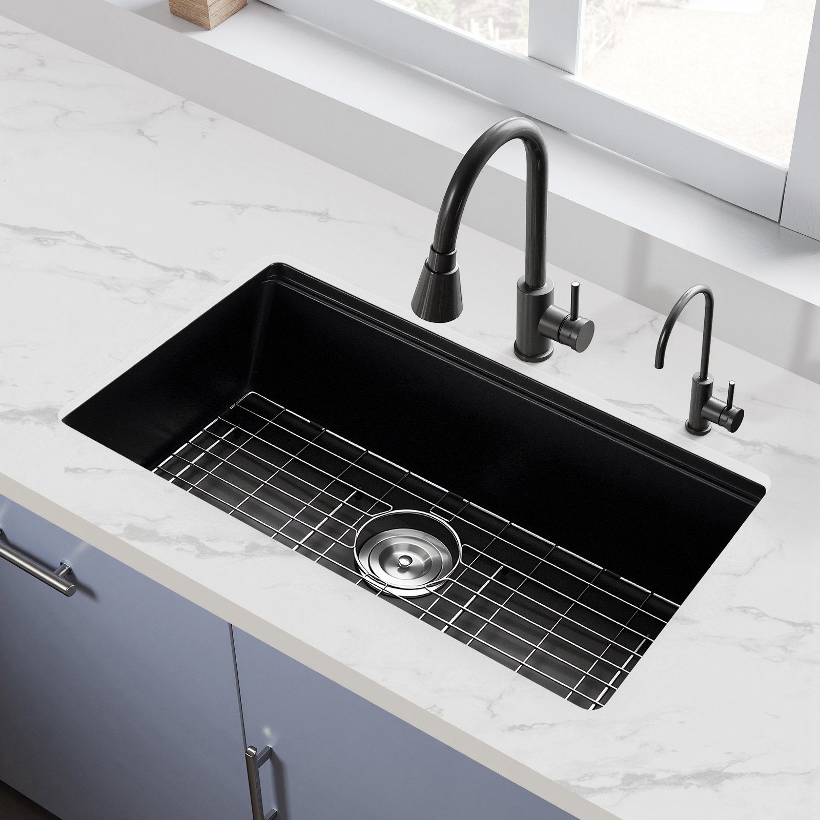 30 Inch Granite Kitchen Sink Undermount Single Bowl Drop-In Basin For RV Bar
