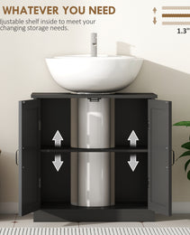 Bathroom Sink Cabinet, Pedestal Sink Cabinet With Adjustable Shelf, Black