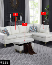 Pickup Only--White Faux Leather 3-Piece Living Room Sofa Set