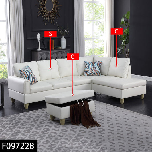 Pickup Only--White Faux Leather 3-Piece Living Room Sofa Set