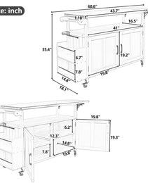 Foldable Outdoor Kitchen Island Patio Mobile Kitchen Cart Portable Outdoor Cooking Island With Lockable Wheels, Storage Cabinet And Towel Rack For Patio And Outdoor, Grey