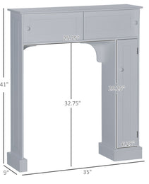 Over-the-Toilet Storage Cabinet – Freestanding Bathroom Organizer with Adjustable Shelves & Doors (Gray)