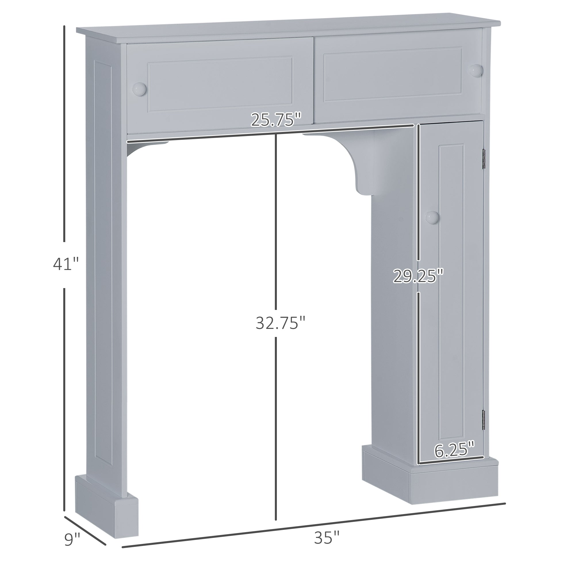 Over-the-Toilet Storage Cabinet – Freestanding Bathroom Organizer with Adjustable Shelves & Doors (Gray)