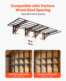 2-Tier Heavy Duty Wall Garage Shelving, 4 Pack 2 X 3 Ft Steel Wall Mounted Shelving Unit, 24 X 72 Inch Per Shelf Floating Storage Metal Rack For Garage, 1600 Lbs Total Weight Capacity, Black