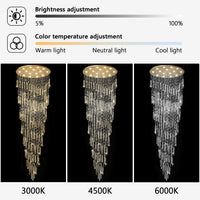D40'' X H120'' Crystal Chandelier High Ceiling Chandeliers for Entryway Large Raindrop Chandeliers LED Dimmable Flush Mount Light Fixtures for Staircaes Foyer Hallway Living Room Bulbs Included Gold