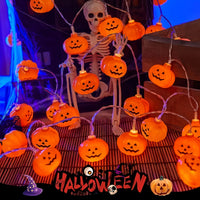 Outdoor Indoor Halloween Glow Pumpkin Lantern String Lights 3D Shape 10/20 LED Battery Operated For Home Holiday Party Decor