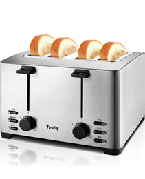 Professional 4-Slice Stainless Steel Toaster – 1260W High-Efficiency Station with Dust Cover & Warming Rack
