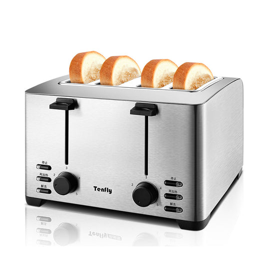 Professional 4-Slice Stainless Steel Toaster – 1260W High-Efficiency Station with Dust Cover & Warming Rack