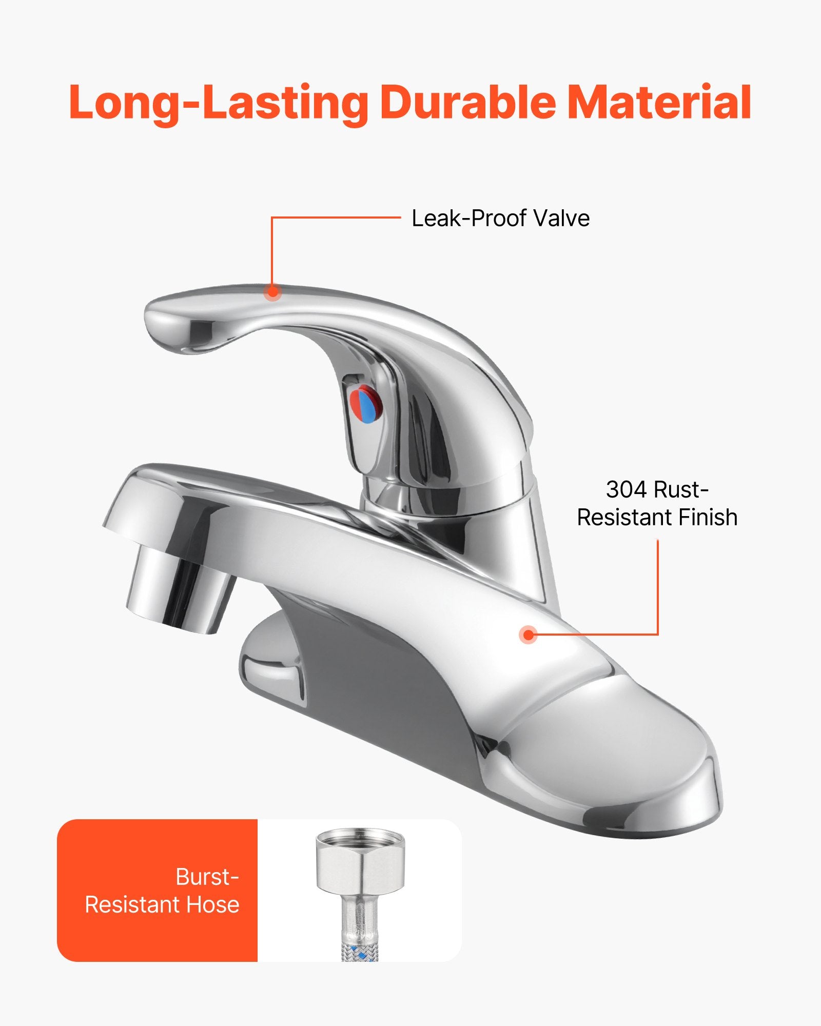 Single Handle Sink Faucet, Chrome-Plated Silver Single Handle Bathroom Faucet, Kitchen Water Faucets With Overflow 1 Or 3 Hole, Suitable For Bathroom, RV, Bar Sink, Public Restroom, Press-Type