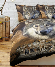 3pcs Wolf Pack Tribe Bedroom Printed Bedding Suitable For All Seasons