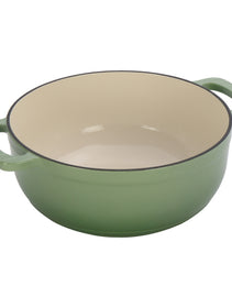 Cast Iron 6QT Cookware Gradient Green With Two Silicone Gloves Enameled Pot